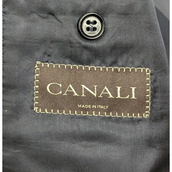 Canali US Sz 44 Black Blazer Men's Office Designer Wool Career Ventless European - Picture 3 of 15